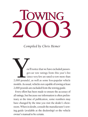 Guide to Towing 2003